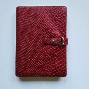 COLE HAAN Red Embossed Leather Notebook Holder